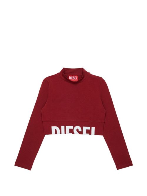 T-shirt bambina Diesel bordeaux cropped a maniche lunghe con logo DIESEL KIDS | J02935KYA0LK440